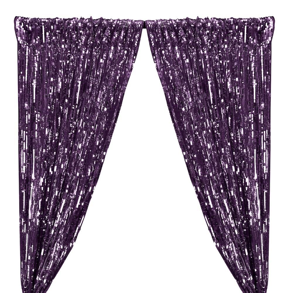 Rectangle Piano Sequins Rod Pocket Curtains - Plum