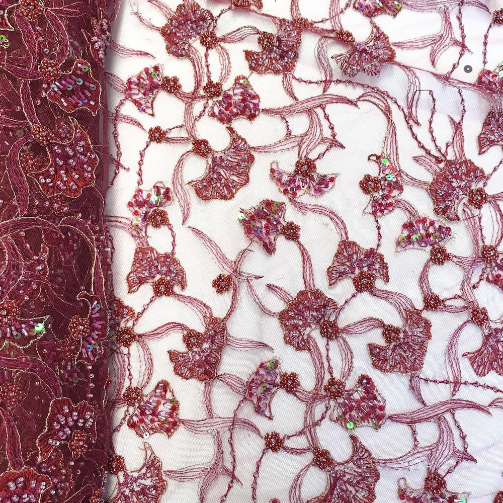 Red Atlantis Beaded Bridal Lace