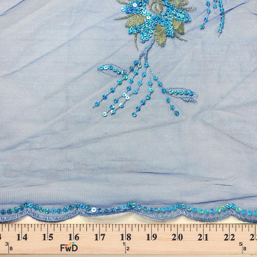 Royal Blue Wildflower Embroidered on Mesh - Image 4