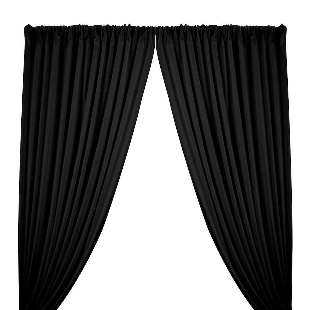 Scuba Double Knit Rod Pocket Curtains - Black