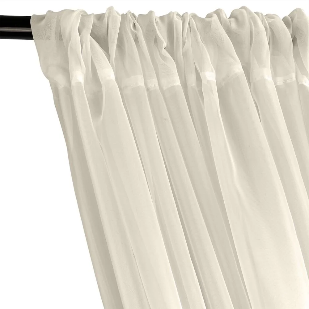 Sheer Voile Fire Retardant Rod Pocket Curtains - Beige - Image 2
