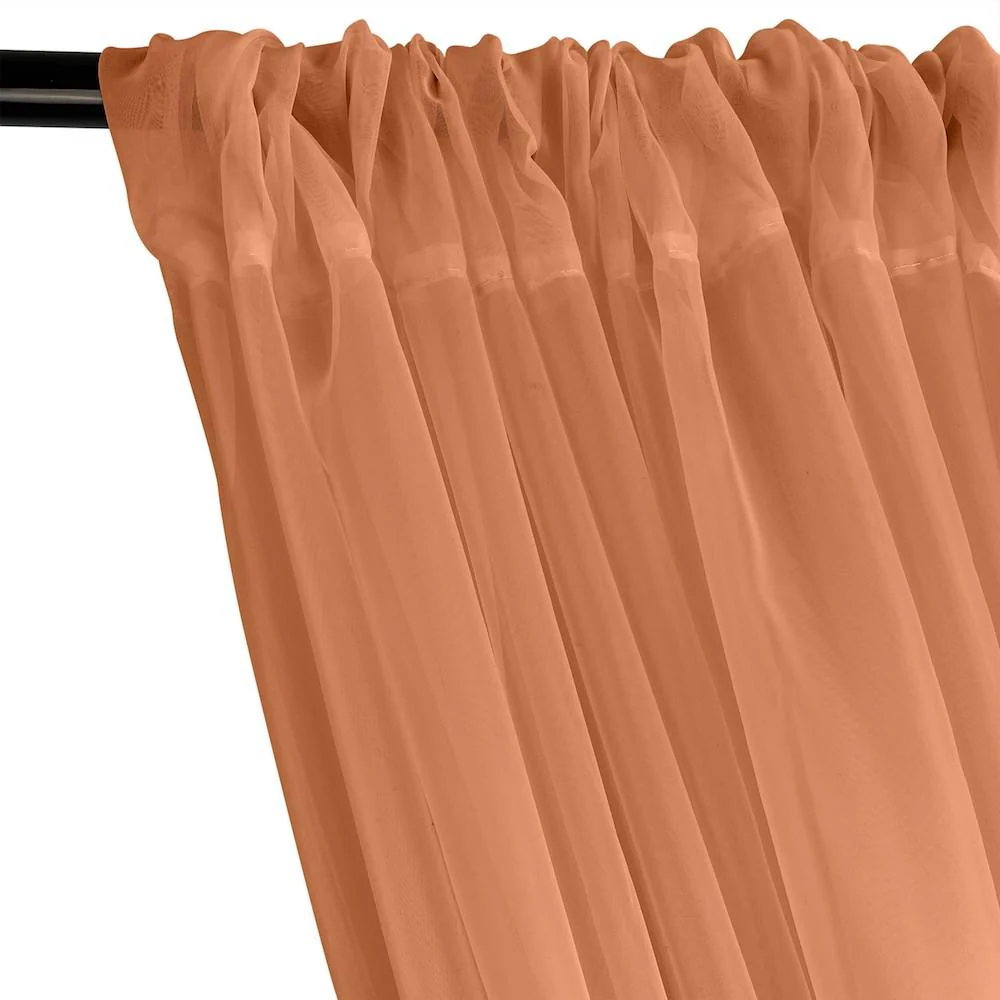 Sheer Voile Fire Retardant Rod Pocket Curtains - Coral - Image 2