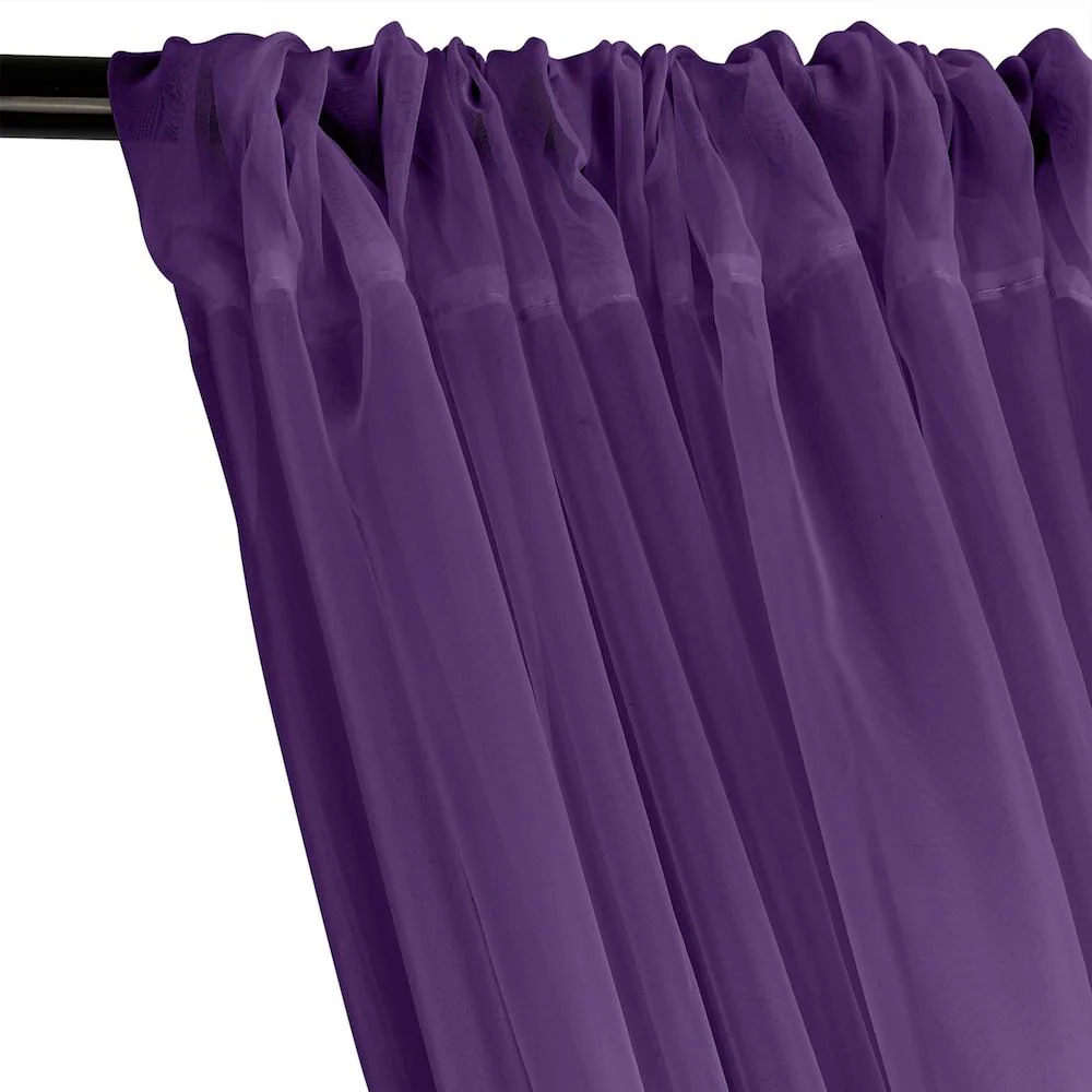 Sheer Voile Fire Retardant Rod Pocket Curtains - Purple - Image 2