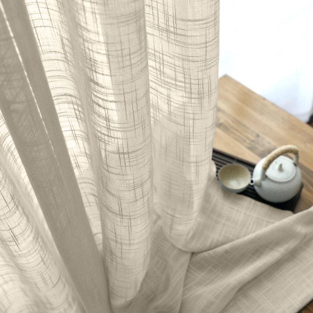 Gasa Sheer Voile Rod Pocket Curtains - Beige - Image 2