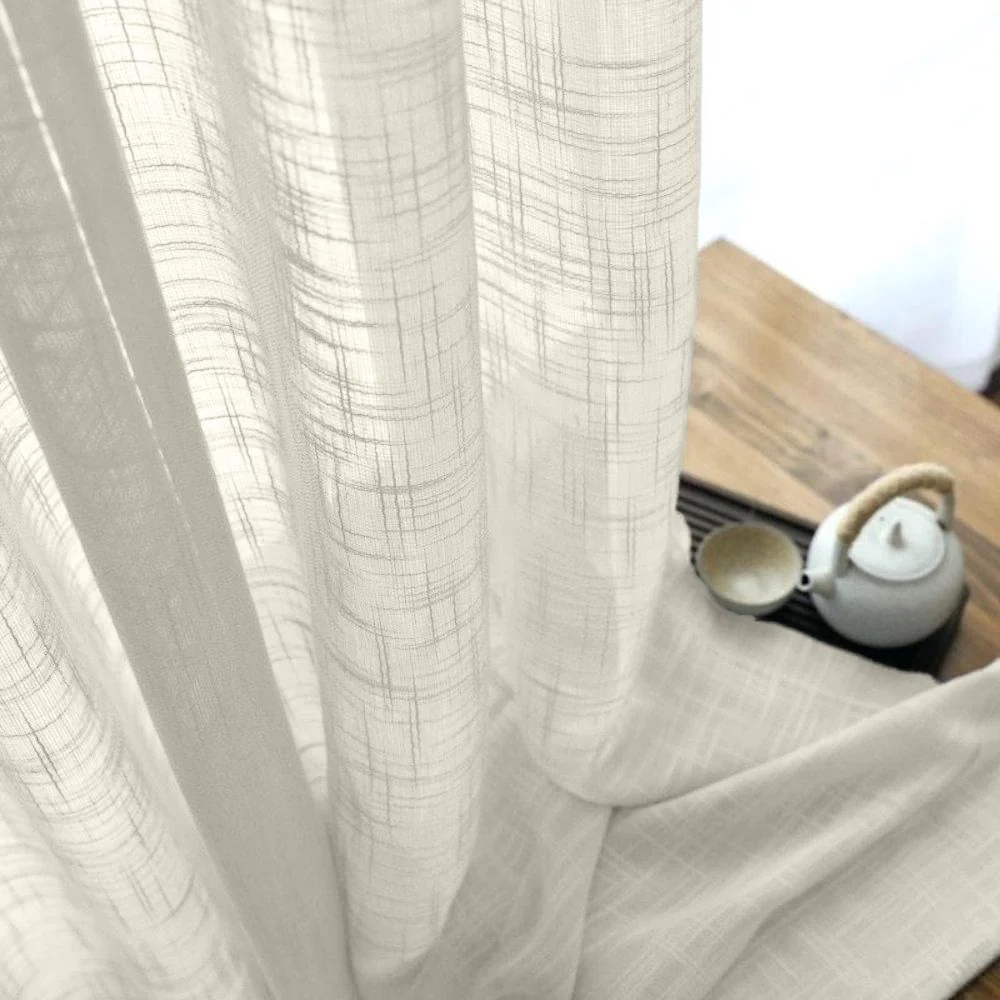 Gasa Sheer Voile Rod Pocket Curtains - Off White - Image 2