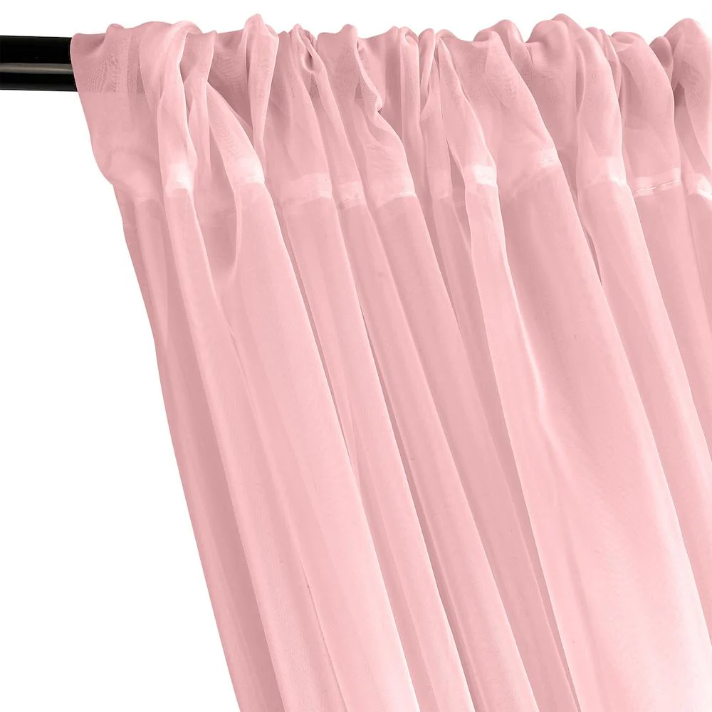Sheer Voile Rod Pocket Curtains - Blush - Image 2