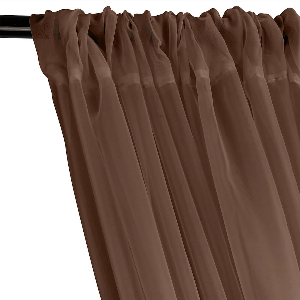 Sheer Voile Rod Pocket Curtains - Brown - Image 2