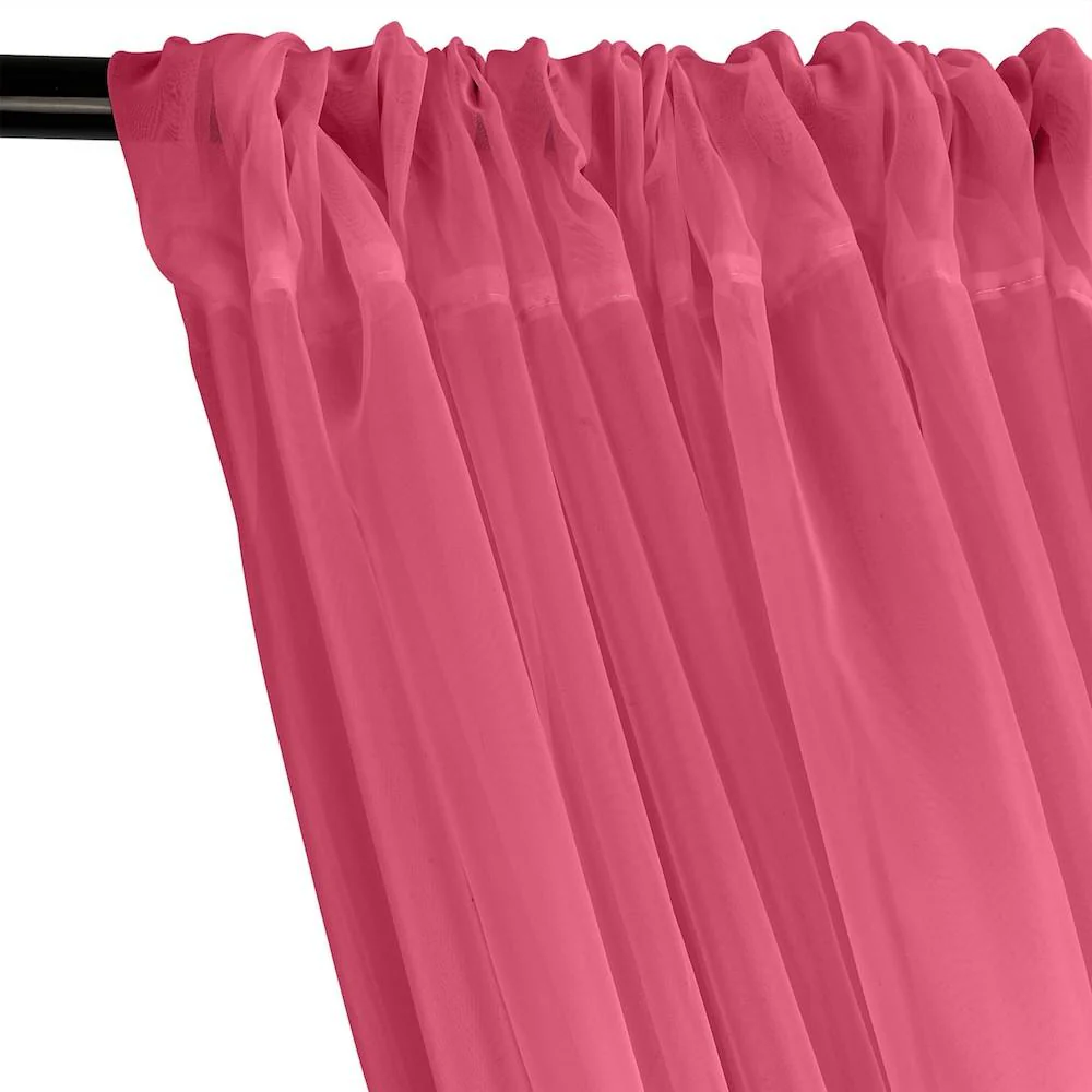Sheer Voile Rod Pocket Curtains - Fuchsia - Image 2