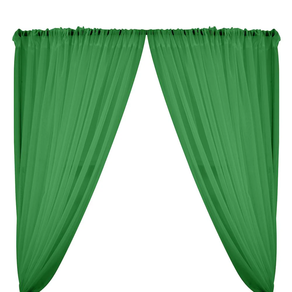 Sheer Voile Rod Pocket Curtains - Kelly Green