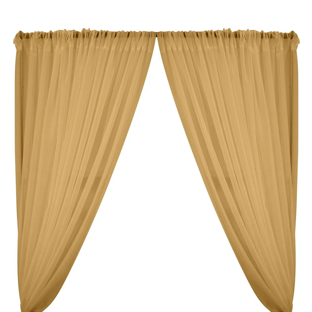 Sheer Voile Rod Pocket Curtains - Khaki