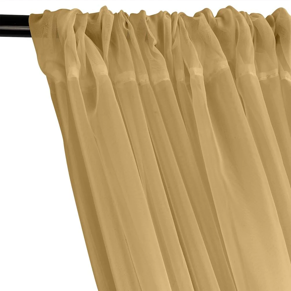 Sheer Voile Rod Pocket Curtains - Khaki - Image 2