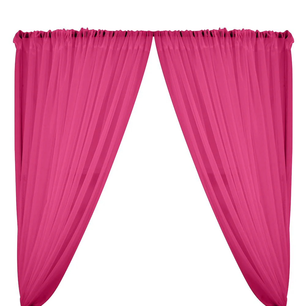Sheer Voile Rod Pocket Curtains - Magenta