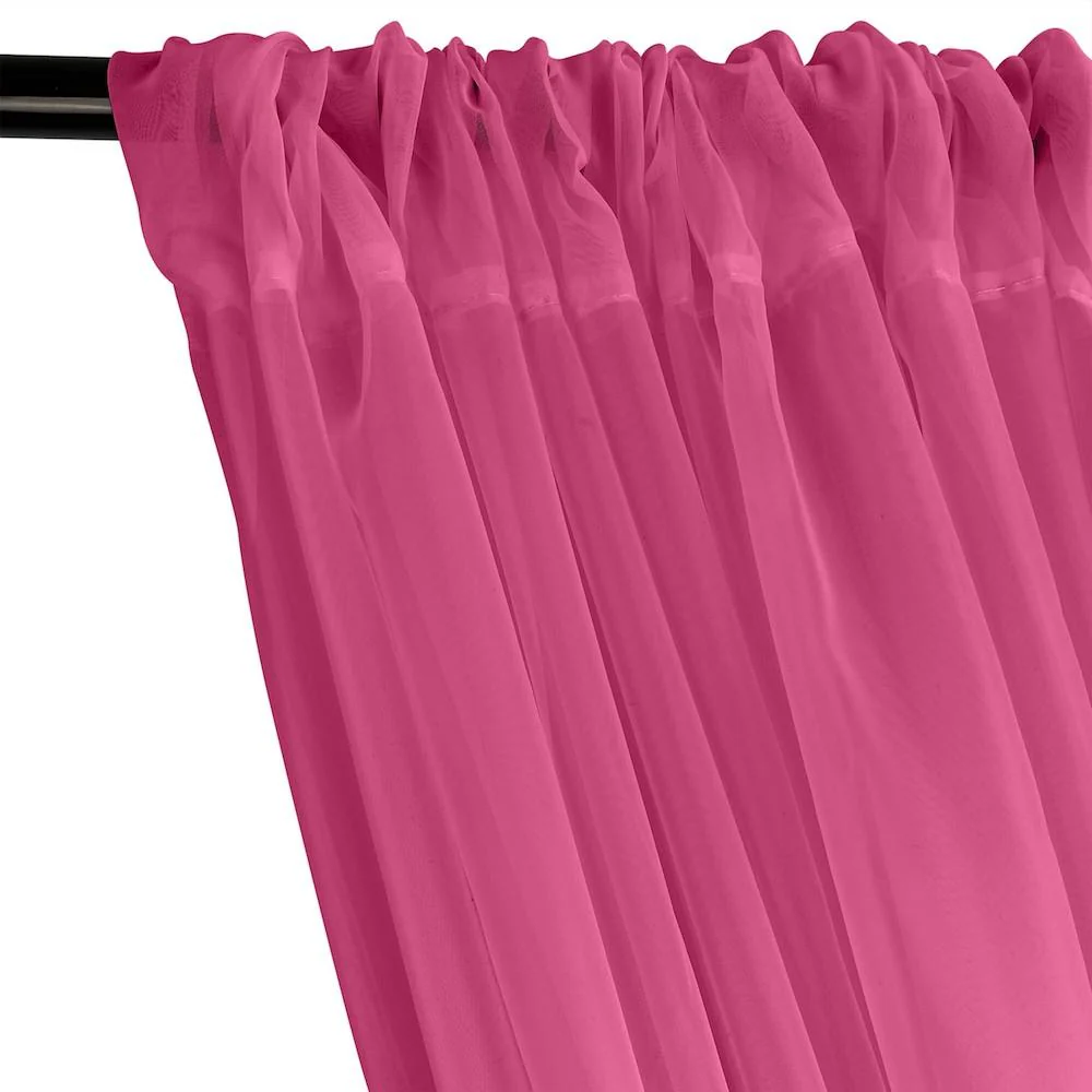 Sheer Voile Rod Pocket Curtains - Magenta - Image 2
