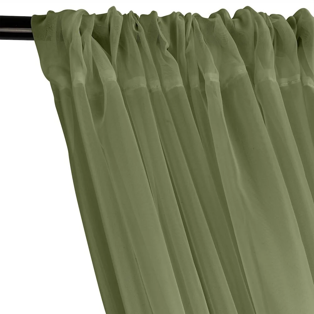 Sheer Voile Rod Pocket Curtains - Olive - Image 2