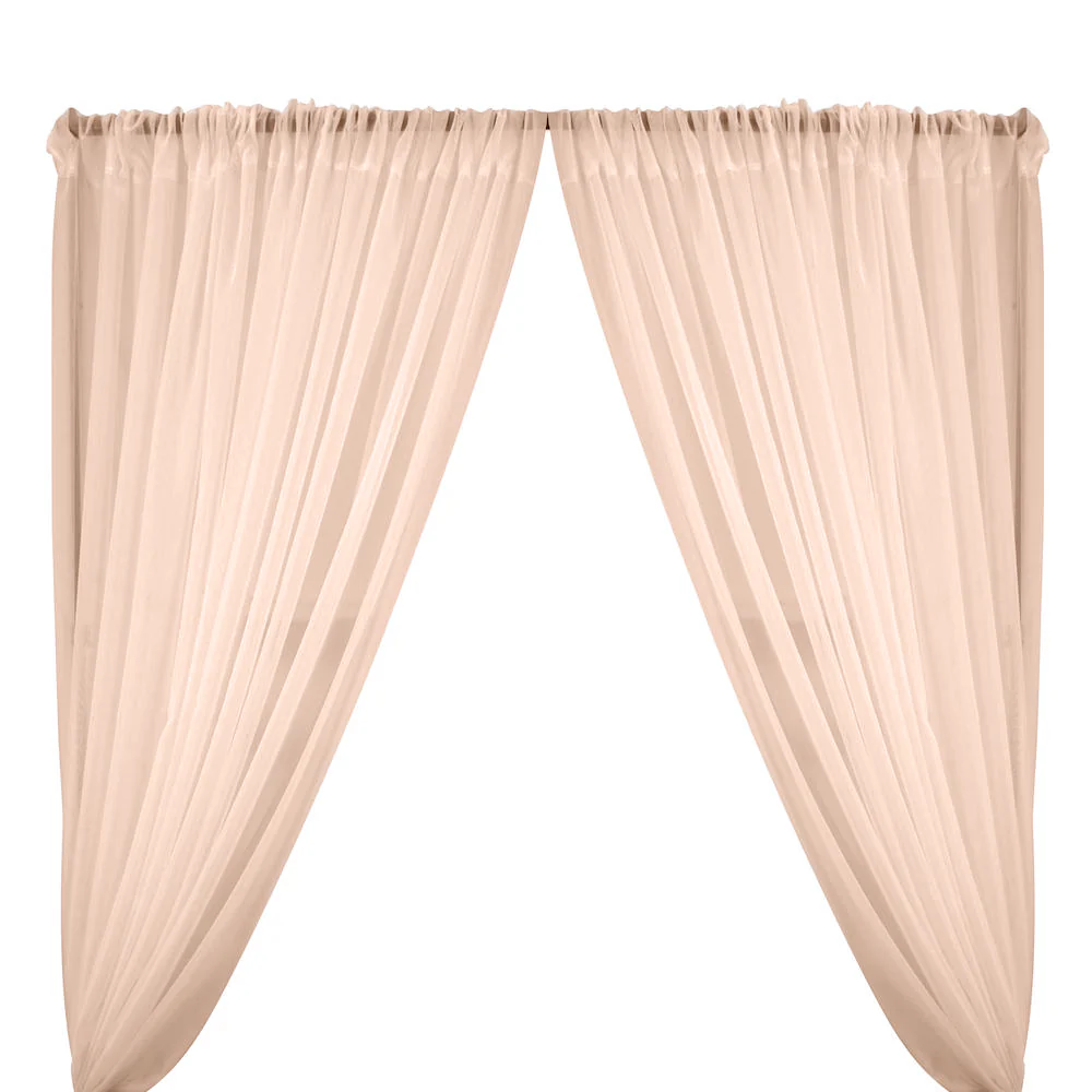 Sheer Voile Rod Pocket Curtains - Rose Gold