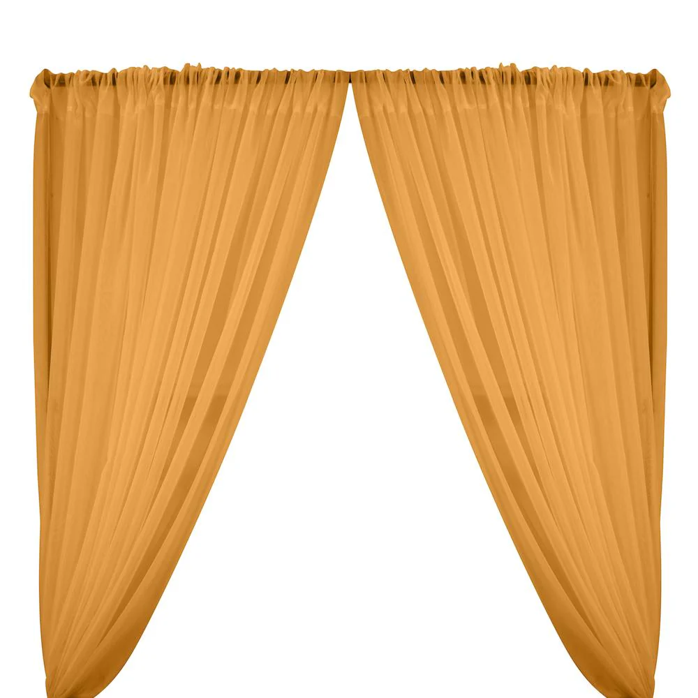 Sheer Voile Rod Pocket Curtains - Tangerine