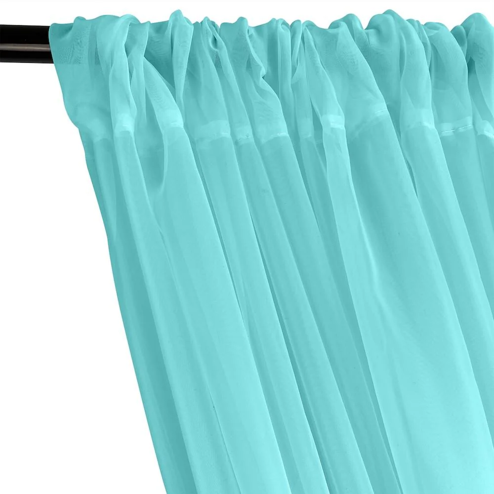 Sheer Voile Rod Pocket Curtains - Turquoise - Image 2