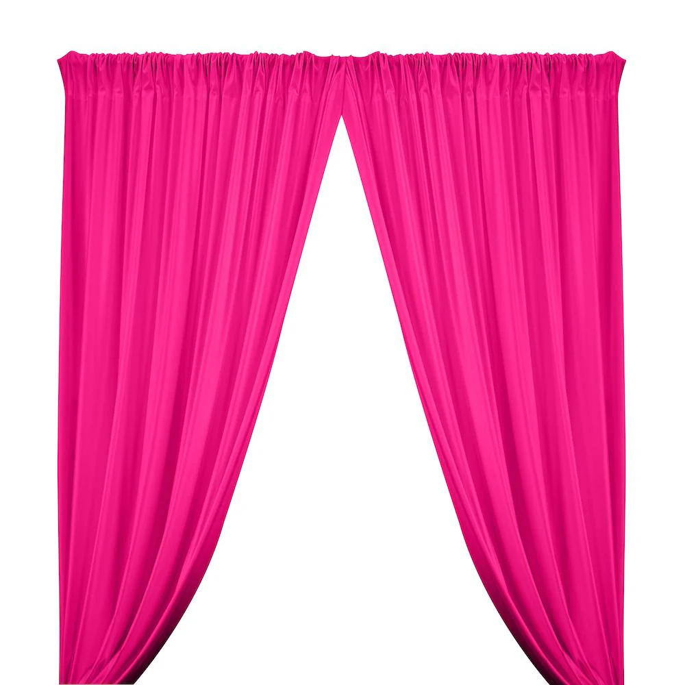 Shiny Milliskin Rod Pocket Curtains - Neon Fuchsia