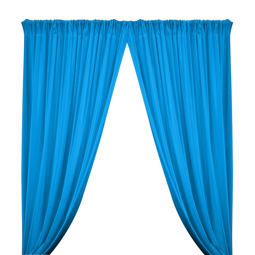Shiny Milliskin Rod Pocket Curtains - Turquoise