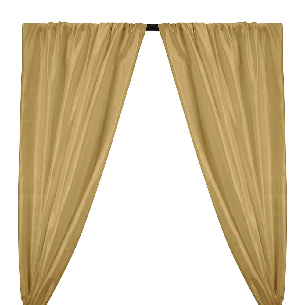 Silk Dupioni (54 Inch) Rod Pocket Curtains -  Metallic Gold