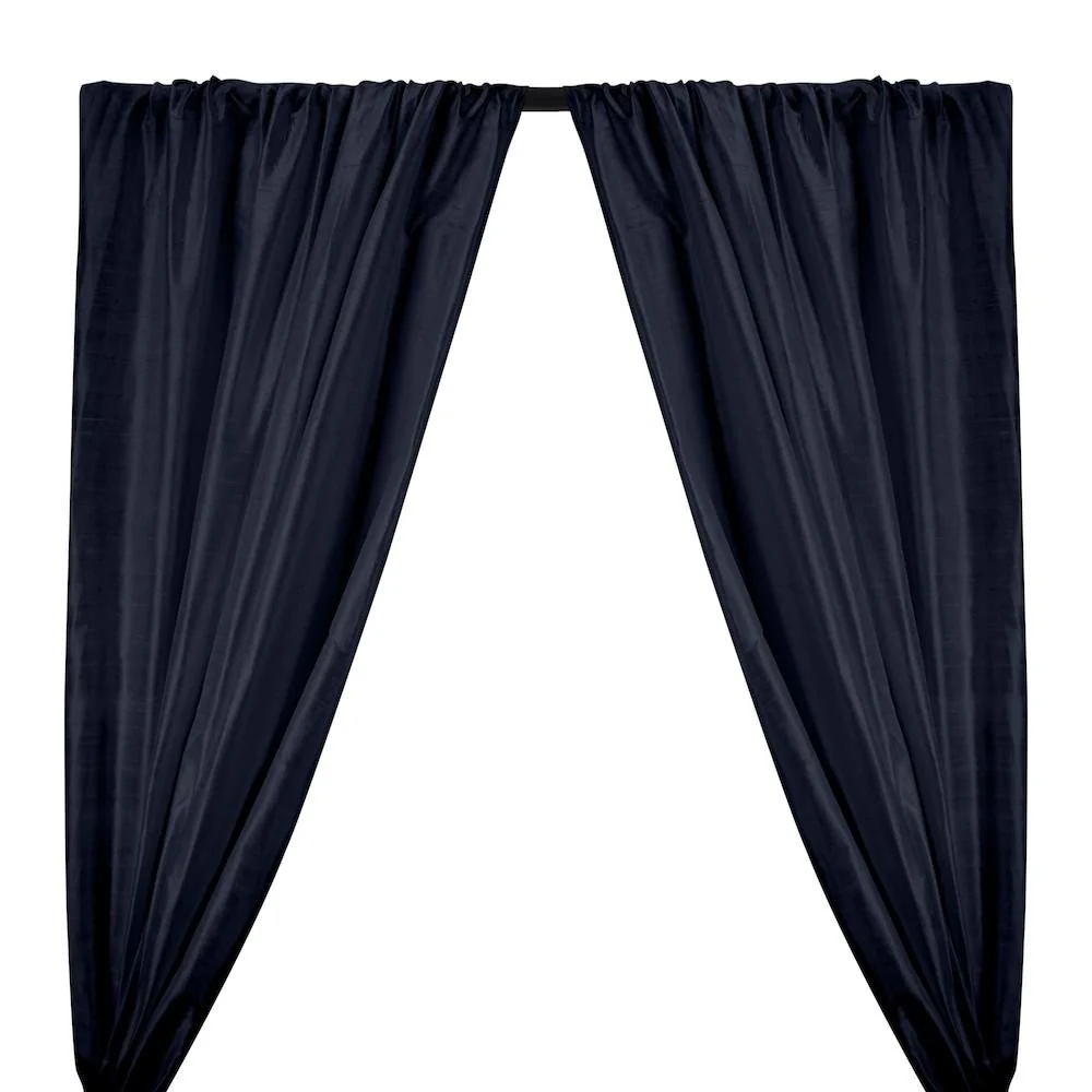 Silk Dupioni (54 Inch) Rod Pocket Curtains - Navy