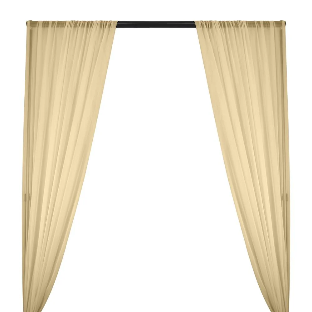 Silk Georgette Chiffon Rod Pocket Curtains - Champagne