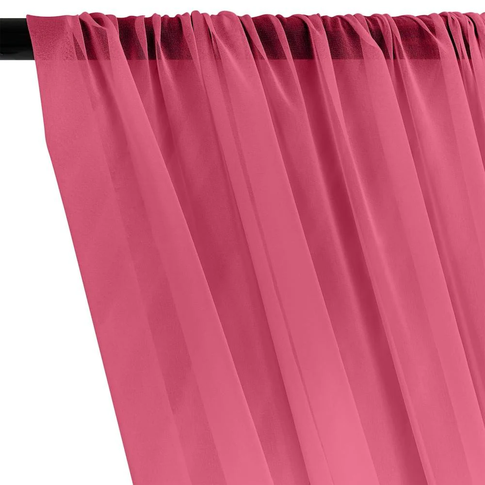 Silk Georgette Chiffon Rod Pocket Curtains - Fuchsia - Image 2