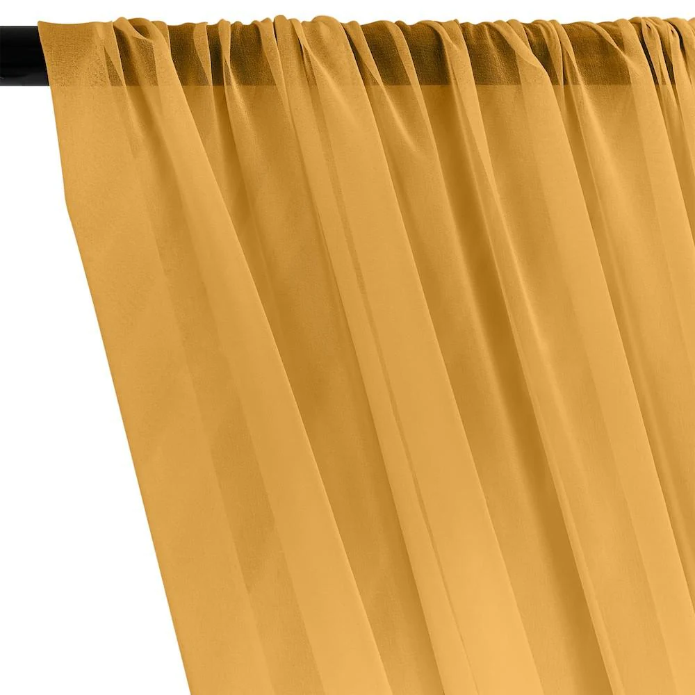 Silk Georgette Chiffon Rod Pocket Curtains - Gold - Image 2