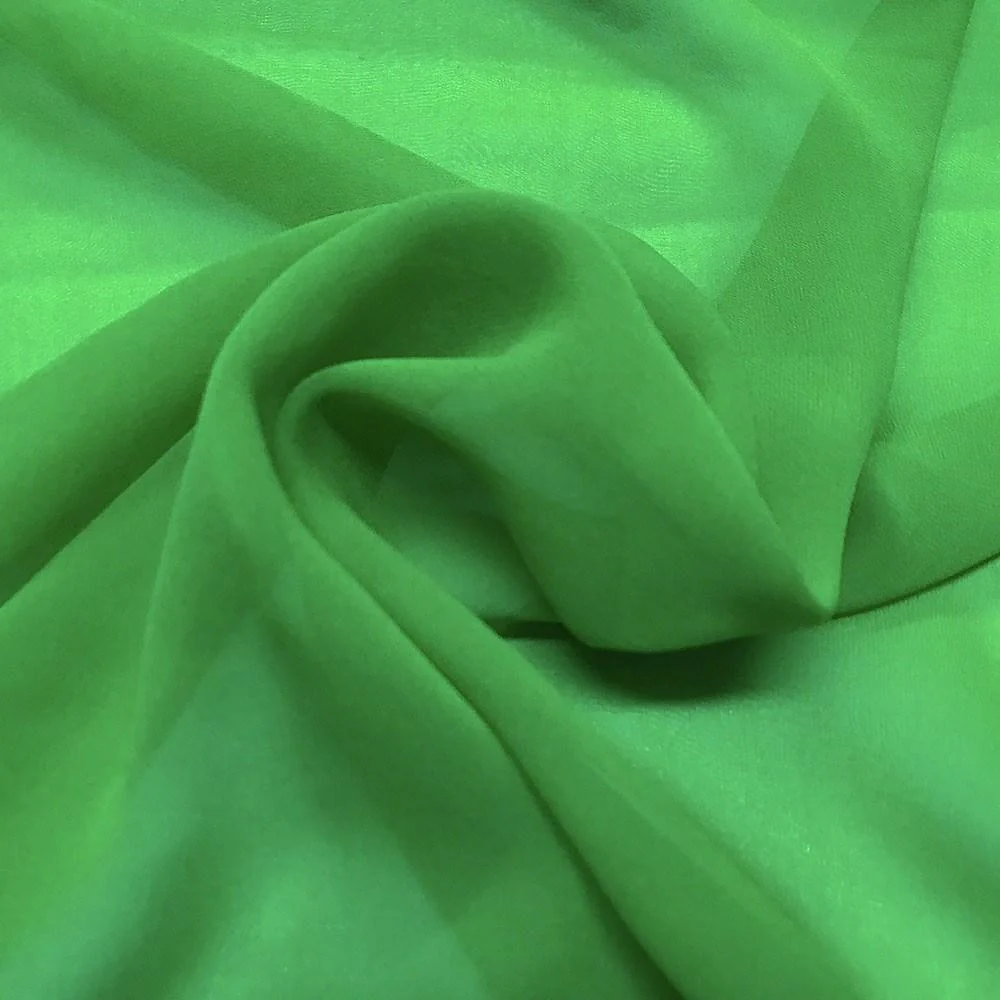 Silk Georgette Chiffon Rod Pocket Curtains - Kelly Green - Image 3