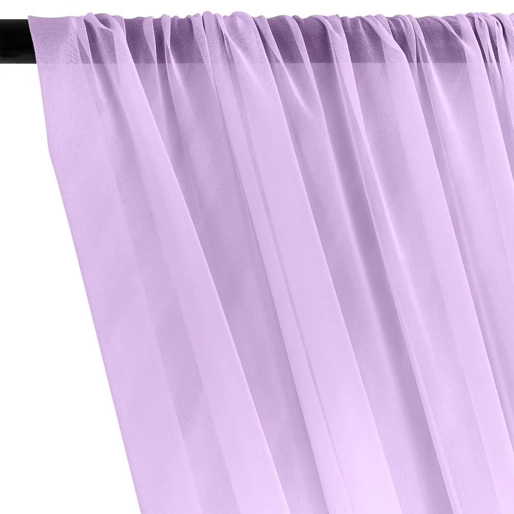 Silk Georgette Chiffon Rod Pocket Curtains - Lavender - Image 2