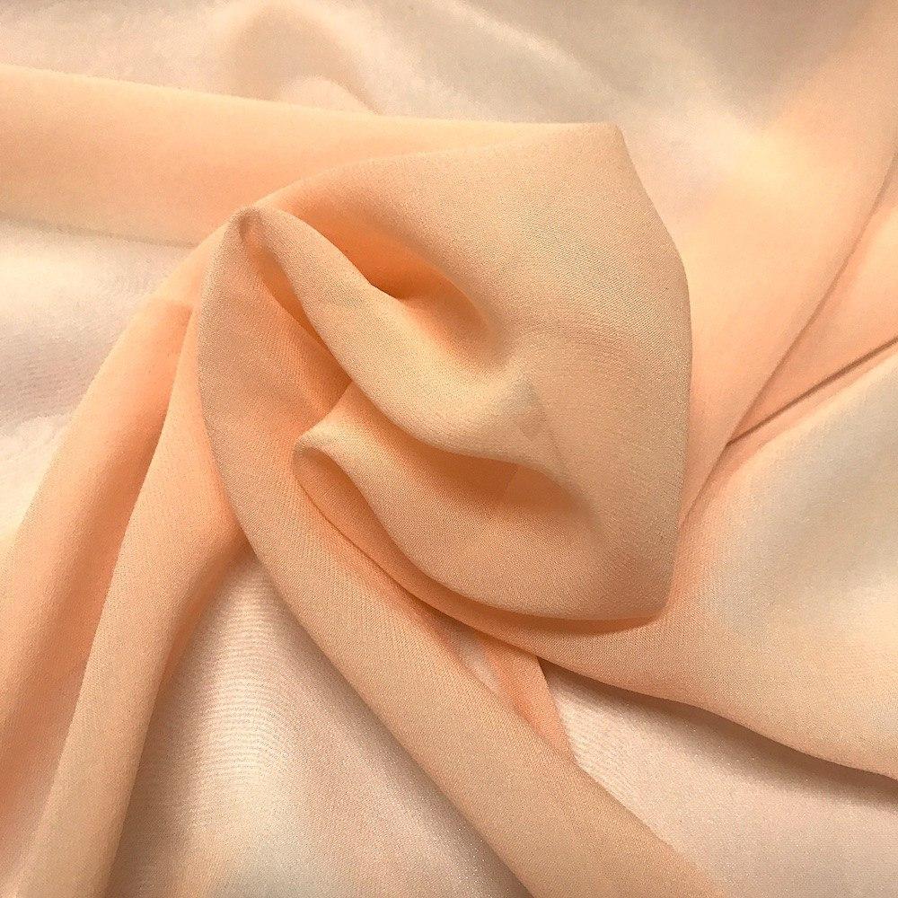 Silk Georgette Chiffon Rod Pocket Curtains - Peach - Image 3