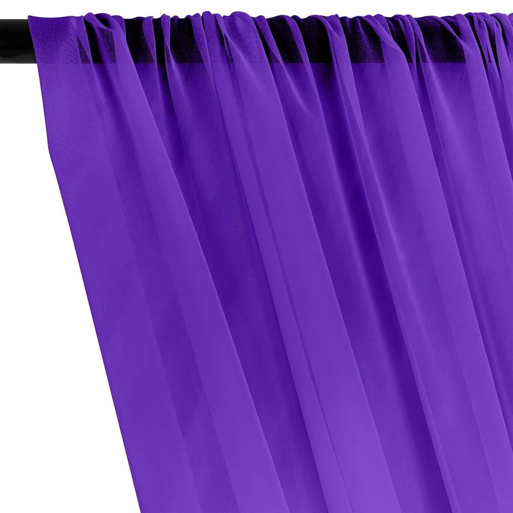 Silk Georgette Chiffon Rod Pocket Curtains - Purple - Image 2