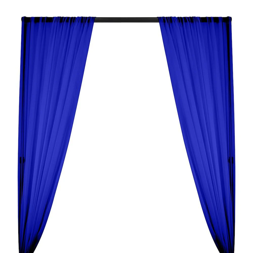 Silk Georgette Chiffon Rod Pocket Curtains - Royal Blue