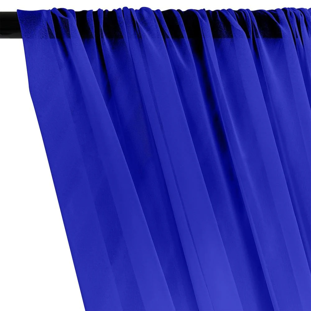 Silk Georgette Chiffon Rod Pocket Curtains - Royal Blue - Image 2