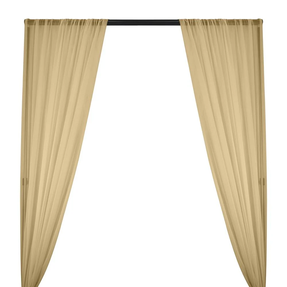 Silk Georgette Chiffon Rod Pocket Curtains - Taupe