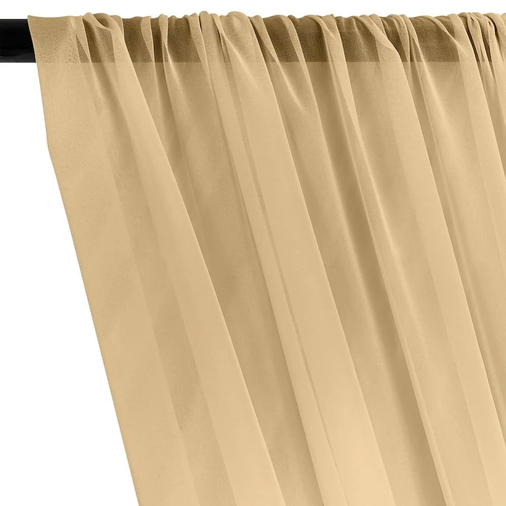 Silk Georgette Chiffon Rod Pocket Curtains - Taupe - Image 2