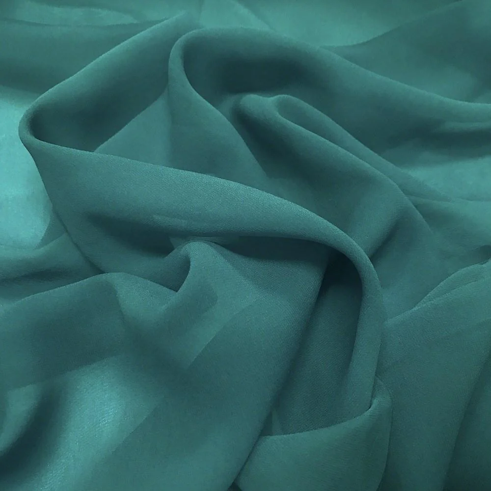 Silk Georgette Chiffon Rod Pocket Curtains - Teal - Image 3