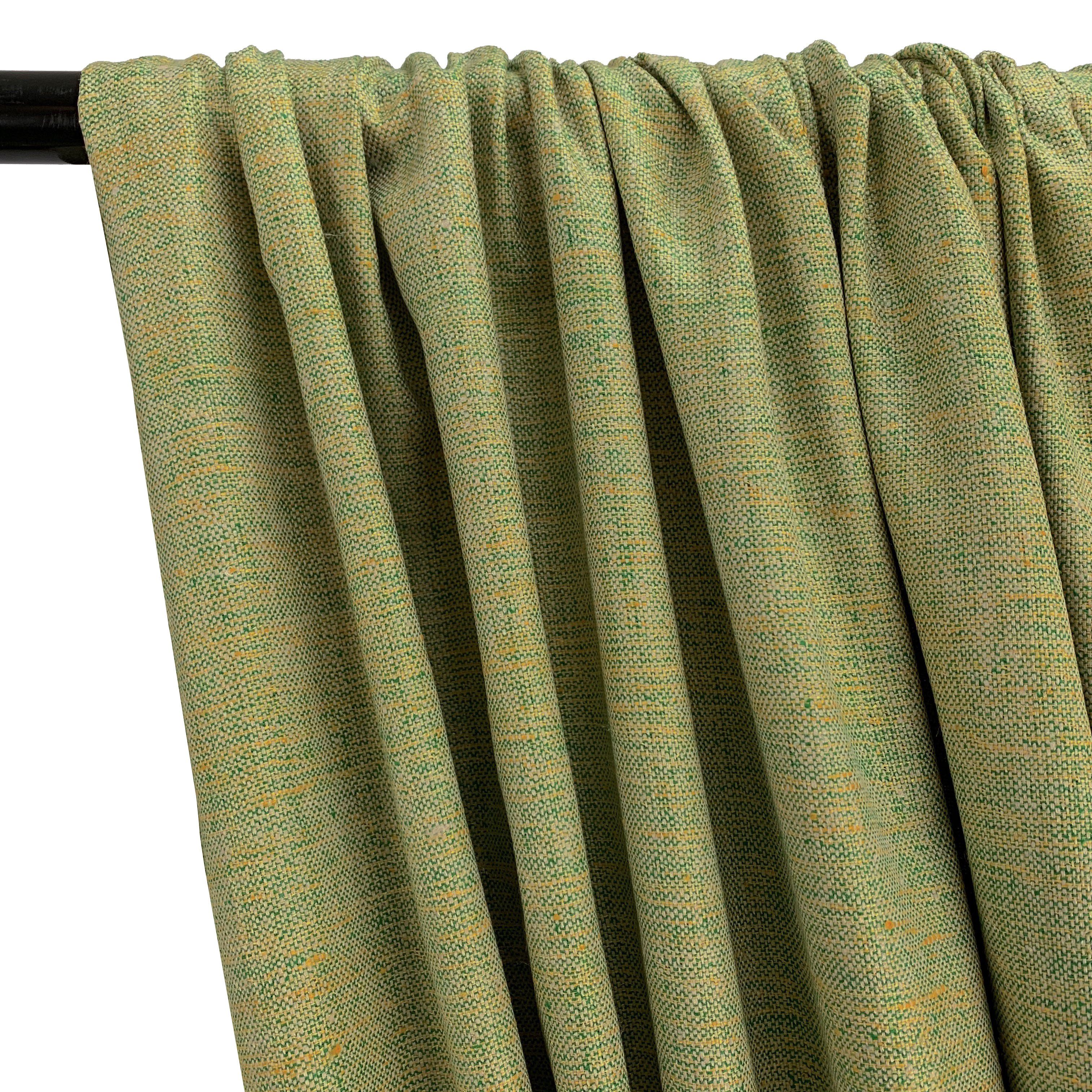 Silk Linen Matka Rod Pocket Curtains - Apple 2-Tone - Image 2