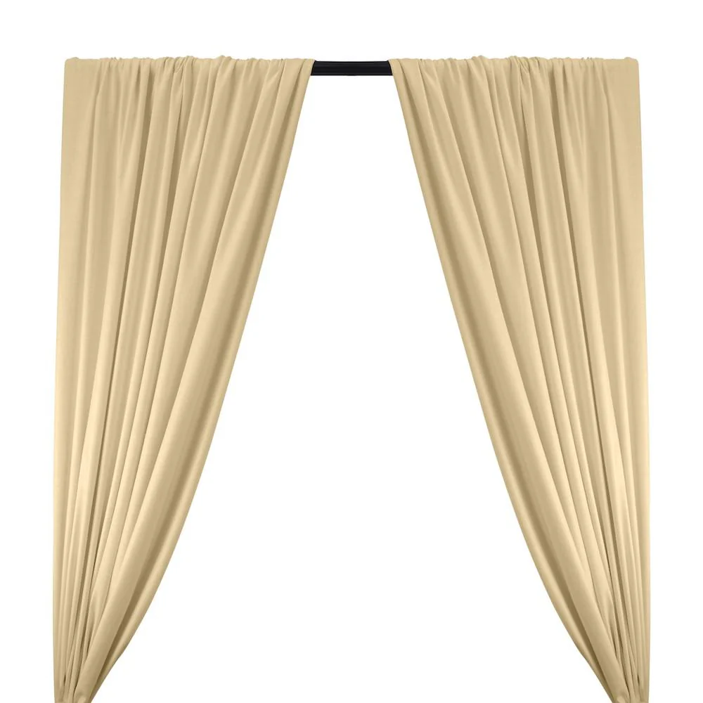 Silk Linen Matka Rod Pocket Curtains - Beige