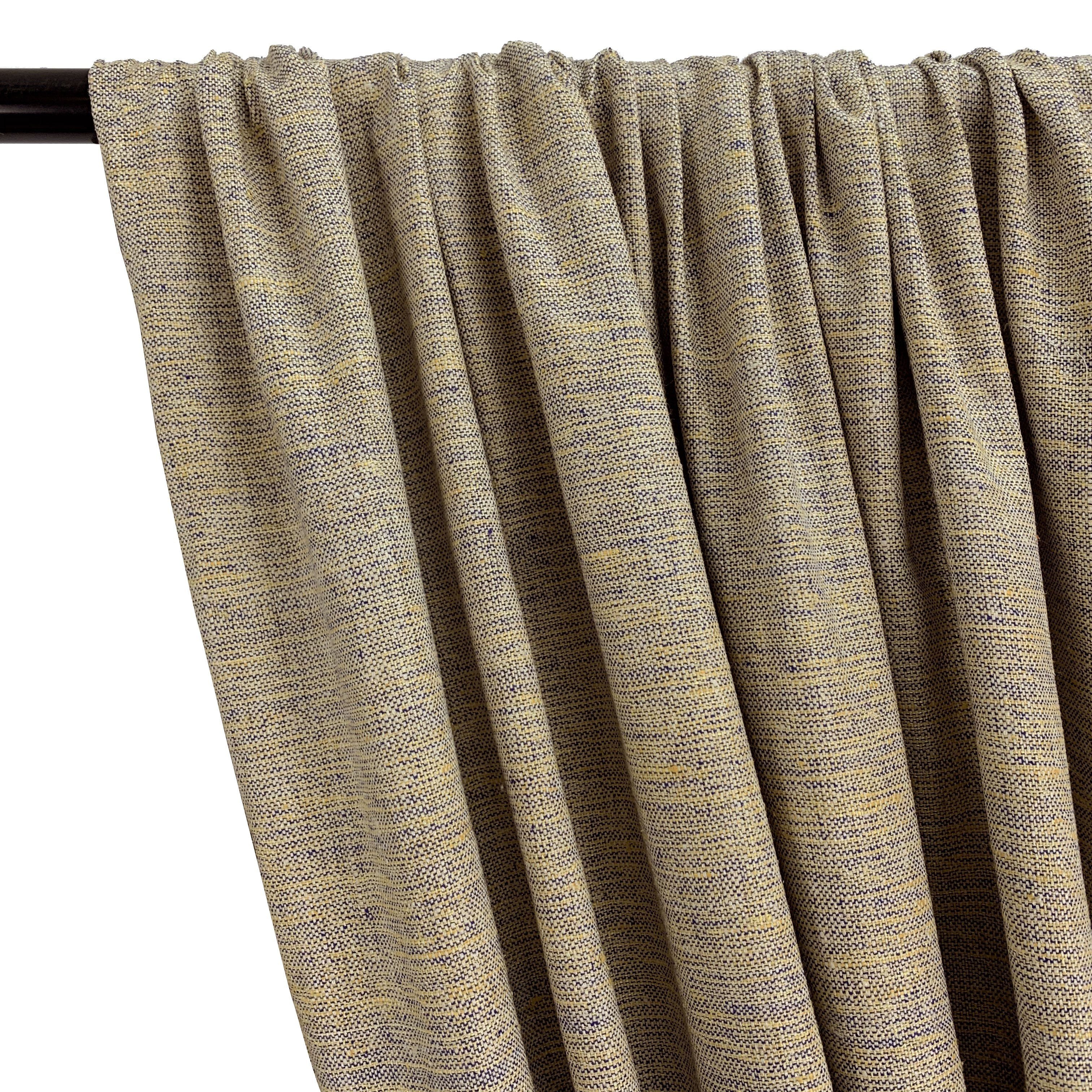 Silk Linen Matka Rod Pocket Curtains -  Champagne 2-Tone - Image 2