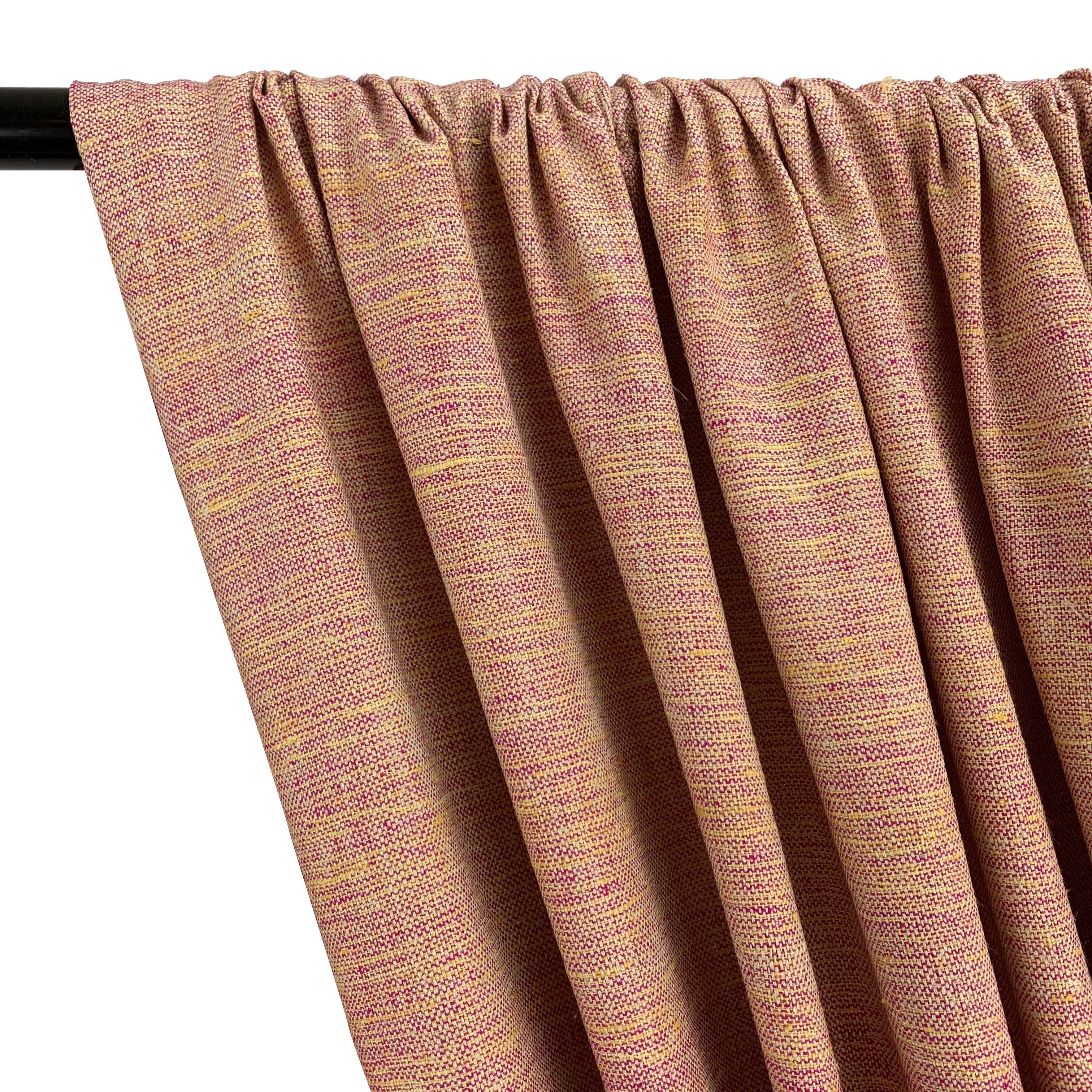 Silk Linen Matka Rod Pocket Curtains - Coral 2-Tone - Image 2