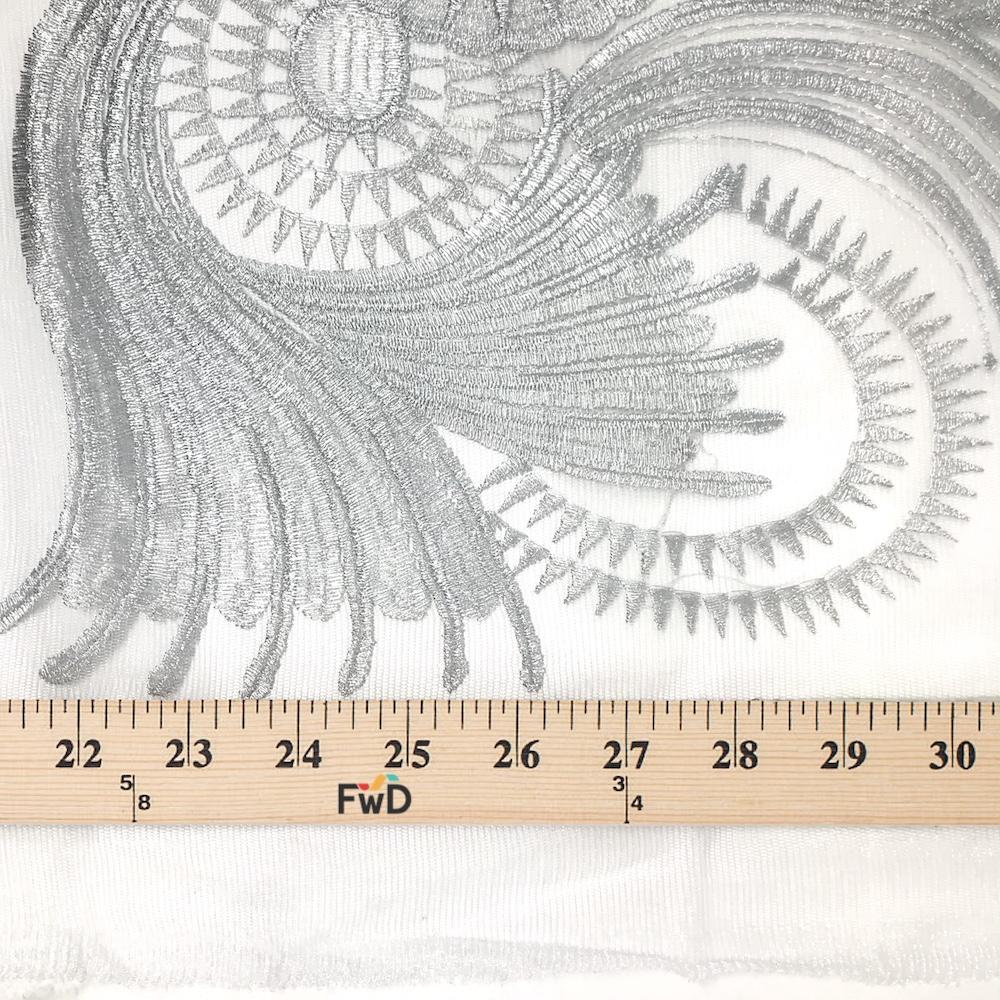 Silver Sunflower Reed Embroidery on Mesh - Image 3