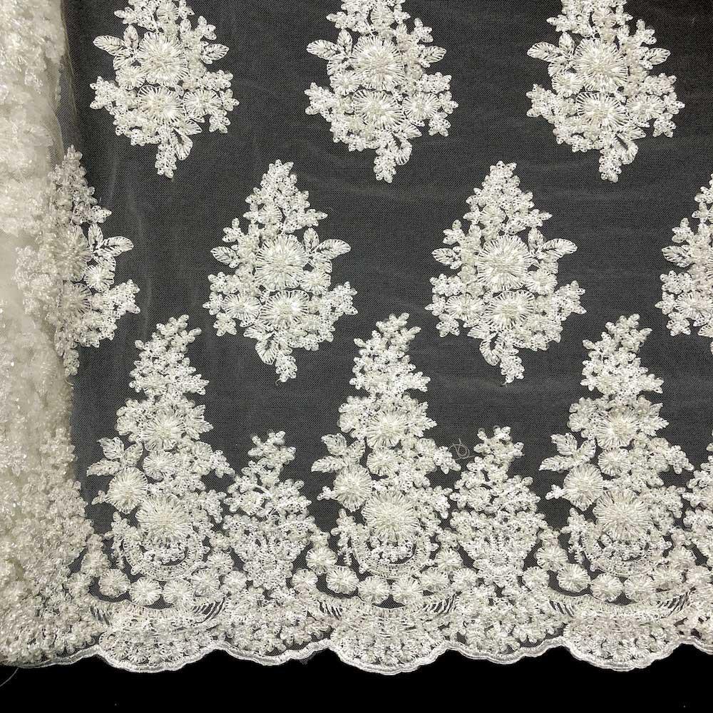 Spruce Bridal Lace Beaded Fabric - Image 8