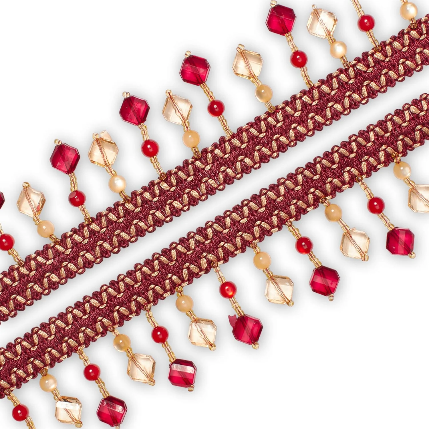 Square Beaded Rhinestone Tassel Fringe Trim - Image 3