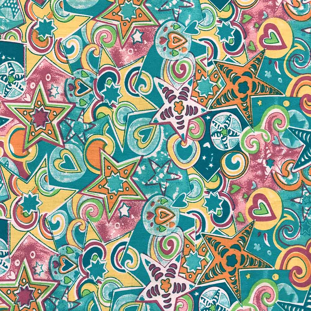 Star Studded Turquoise Print Broadcloth