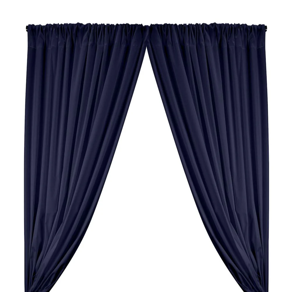 Stretch Broadcloth Rod Pocket Curtains - Navy Blue