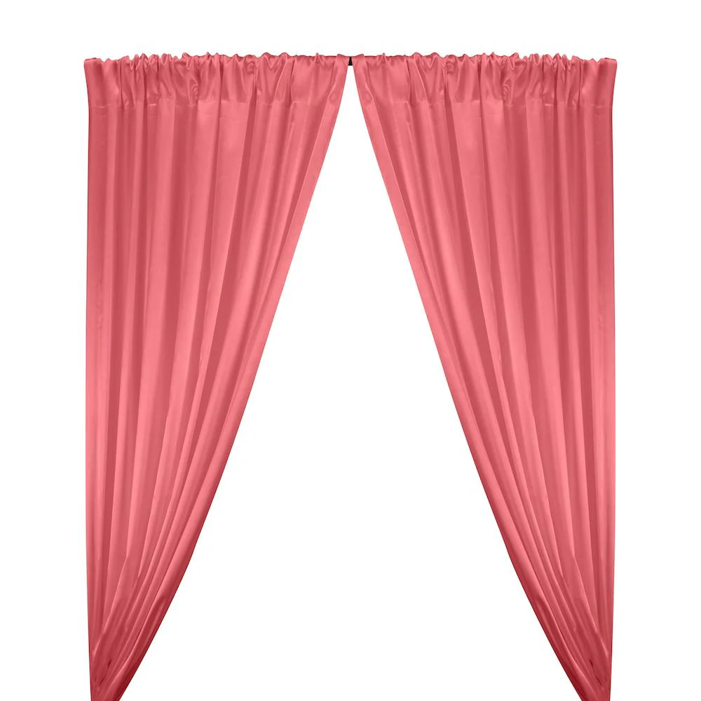Stretch Charmeuse Satin Rod Pocket Curtains - Coral
