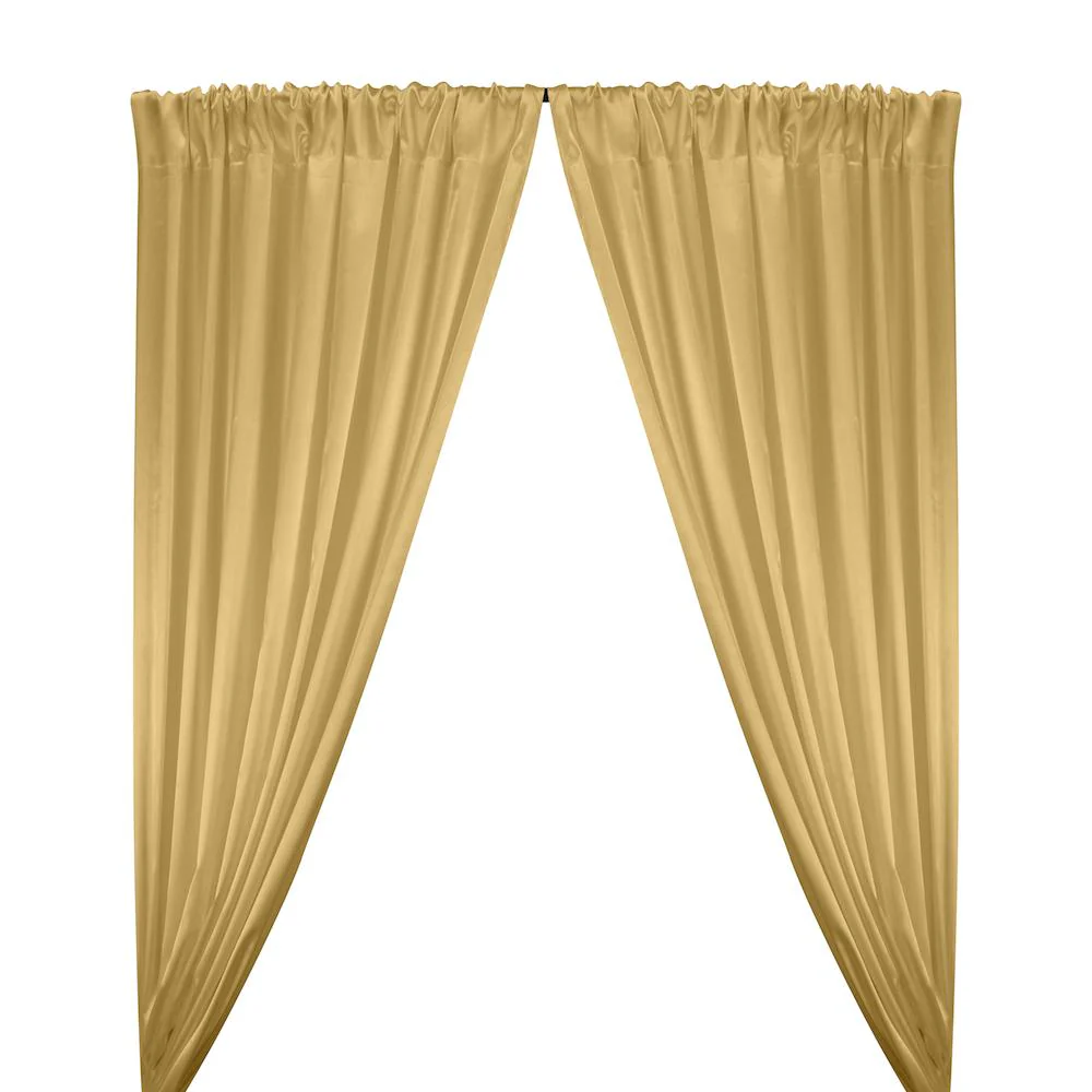 Stretch Charmeuse Satin Rod Pocket Curtains - Gold