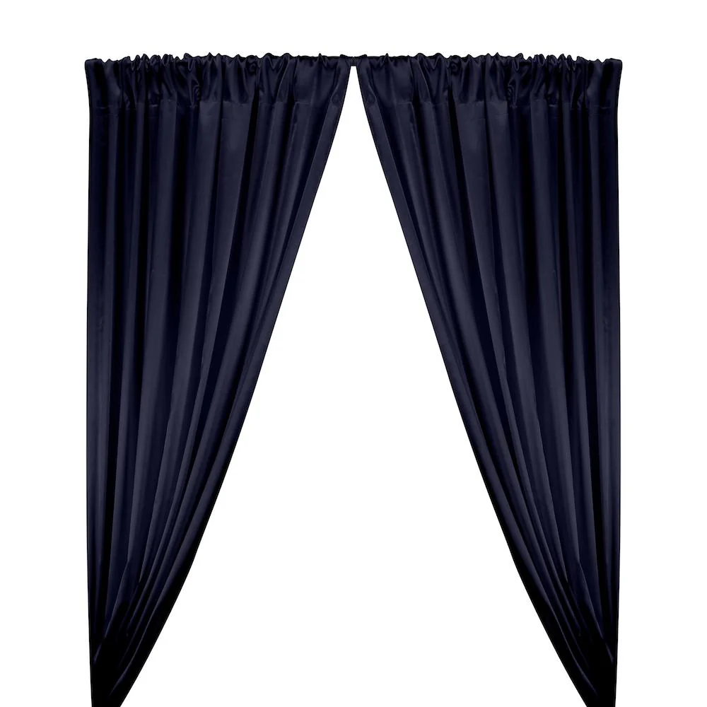 Stretch Charmeuse Satin Rod Pocket Curtains - Navy Blue