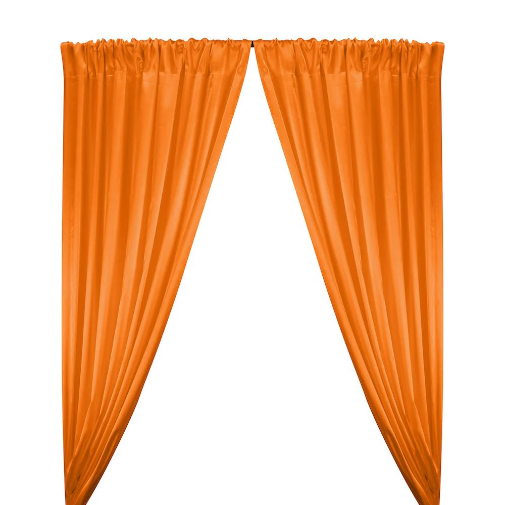 Stretch Charmeuse Satin Rod Pocket Curtains - Orange